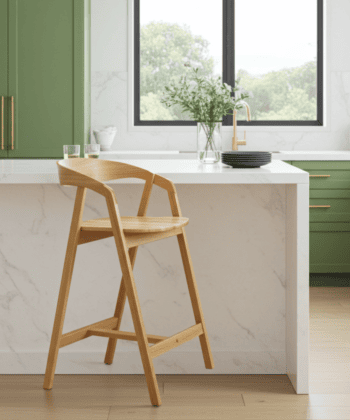 Nordic Oak Embrace Bar Stool with Curved Backrest