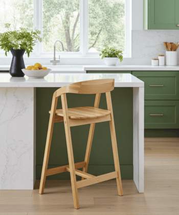 Nordic Oak Embrace Bar Stool with Curved Backrest
