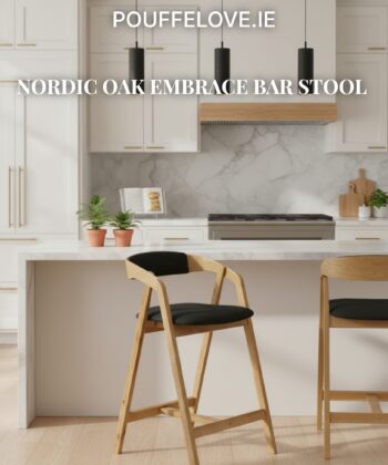Nordic Oak Embrace Bar Stool with Curved Backrest