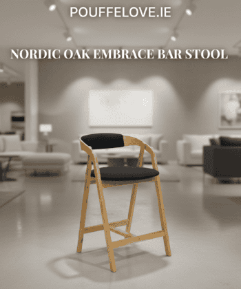 Nordic Oak Embrace Bar Stool with Curved Backrest