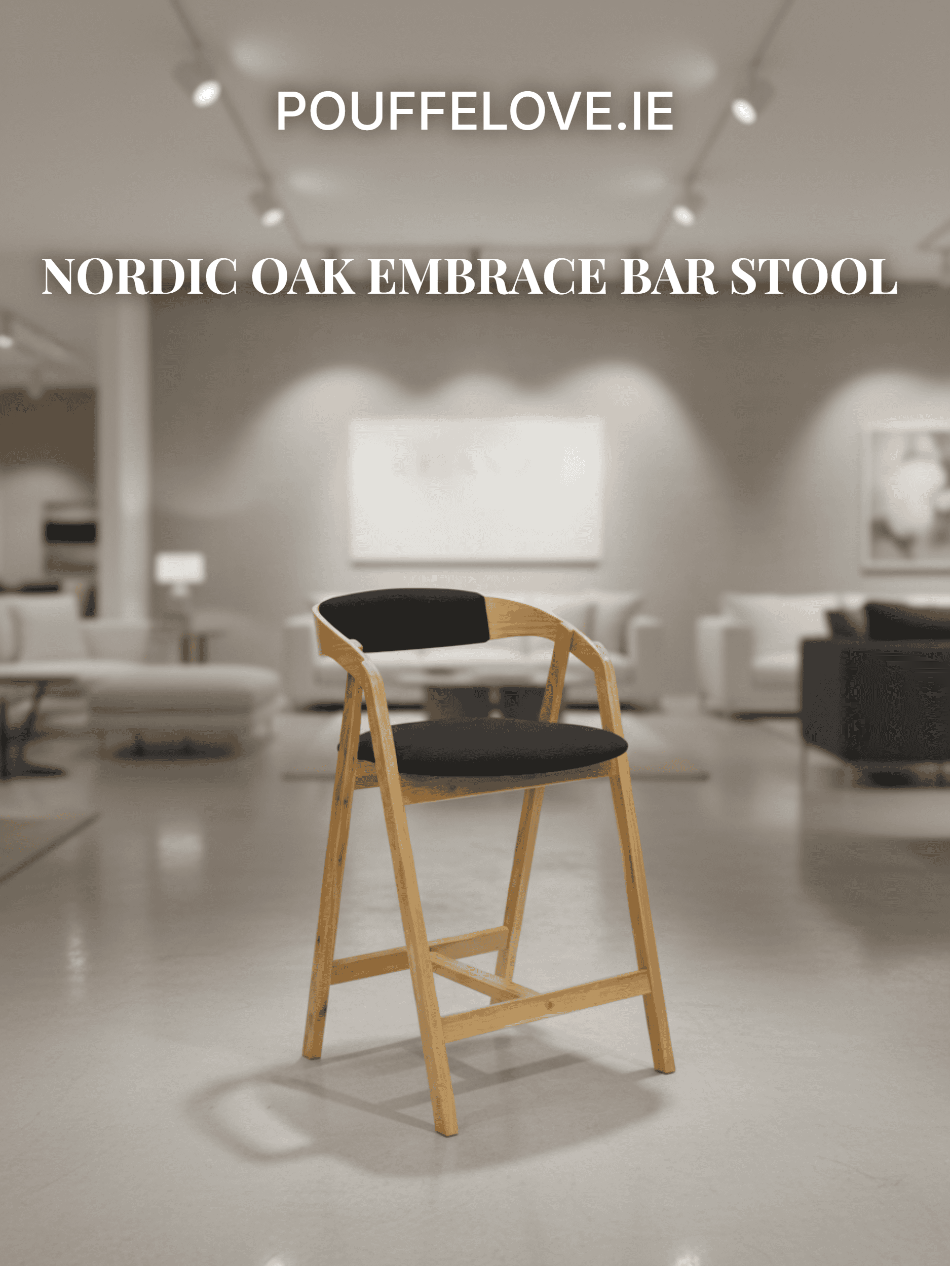 Nordic Oak Embrace Bar Stool with Curved Backrest