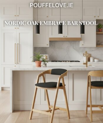 Nordic Oak Embrace Bar Stool with Curved Backrest