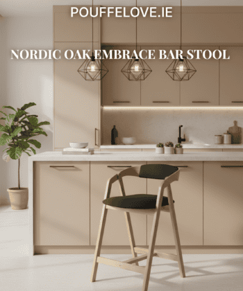 Nordic Oak Embrace Bar Stool with Curved Backrest