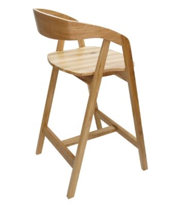 Nordic Oak Embrace Bar Stool with Curved Backrest