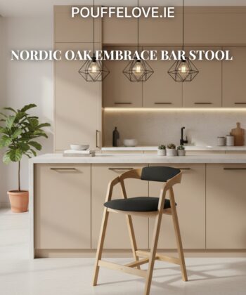 Nordic Oak Embrace Bar Stool with Curved Backrest