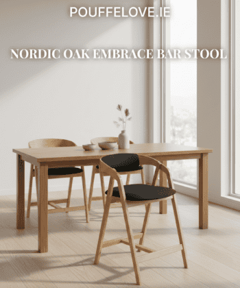 Nordic Oak Embrace Bar Stool with Curved Backrest