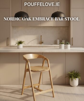 Nordic Oak Embrace Bar Stool with Curved Backrest