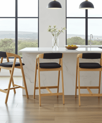 Nordic Oak Lounge Bar Stool with Upholstered Seat