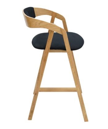 Nordic Oak Lounge Bar Stool with Upholstered Seat