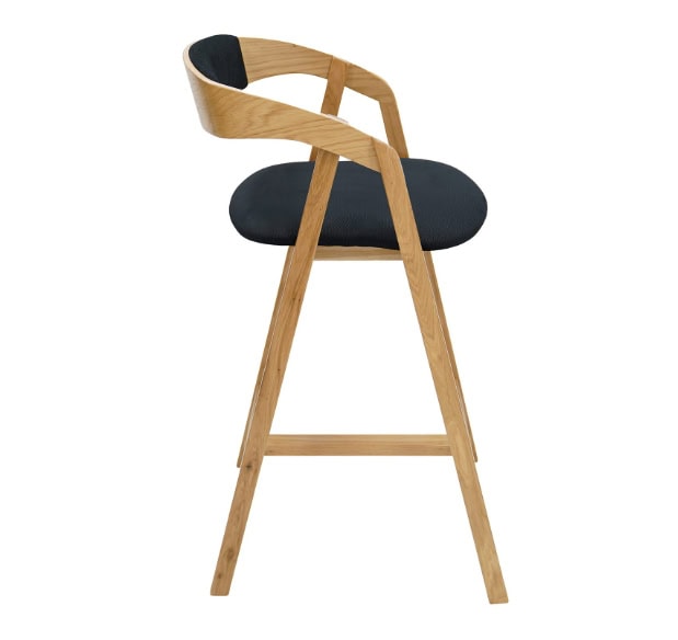 Nordic Oak Lounge Bar Stool with Upholstered Seat