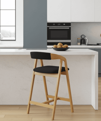 Nordic Oak Lounge Bar Stool with Upholstered Seat