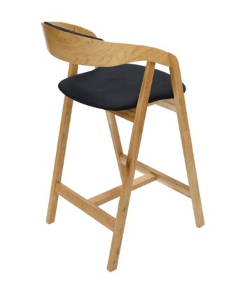 Nordic Oak Lounge Bar Stool with Upholstered Seat