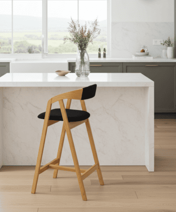 Nordic Oak Lounge Bar Stool with Upholstered Seat