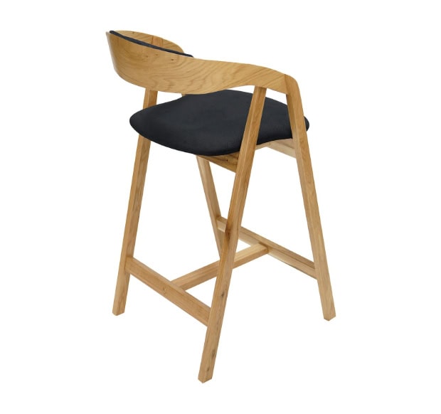 Nordic Oak Lounge Bar Stool with Upholstered Seat