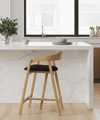 Nordic Oak Lounge Bar Stool with Upholstered Seat