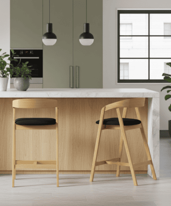 Nordic Oak Lounge Bar Stool with Upholstered Seat