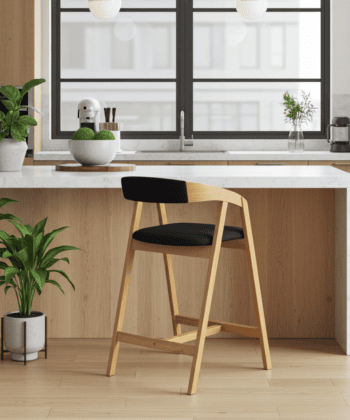 Nordic Oak Lounge Bar Stool with Upholstered Seat
