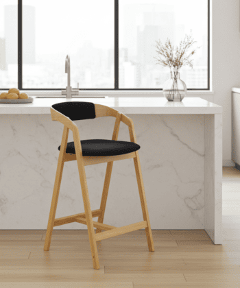 Nordic Oak Lounge Bar Stool with Upholstered Seat