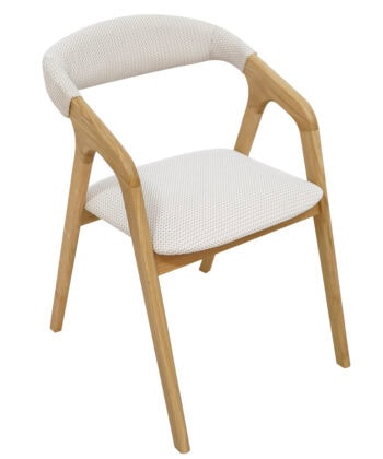 Oslo Oak Upholstered Dining Chair – Beige Chenille Fabric