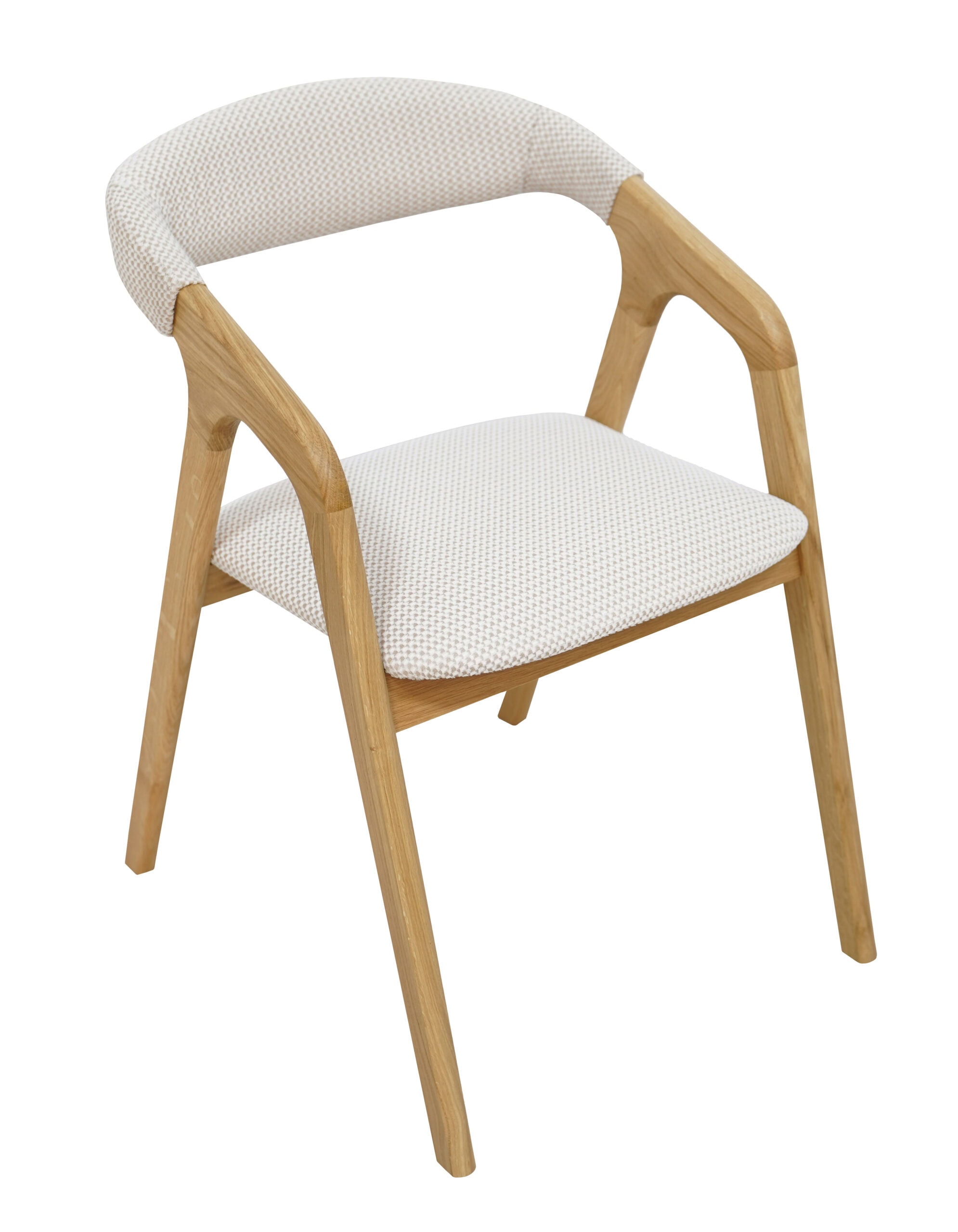 Oslo Oak Upholstered Dining Chair – Beige Chenille Fabric