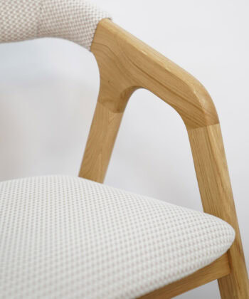 Oslo Oak Upholstered Dining Chair – Beige Chenille Fabric