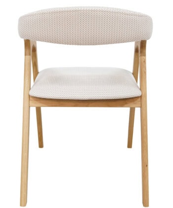 Oslo Oak Upholstered Dining Chair – Beige Chenille Fabric