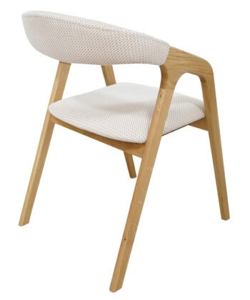 Oslo Oak Upholstered Dining Chair – Beige Chenille Fabric