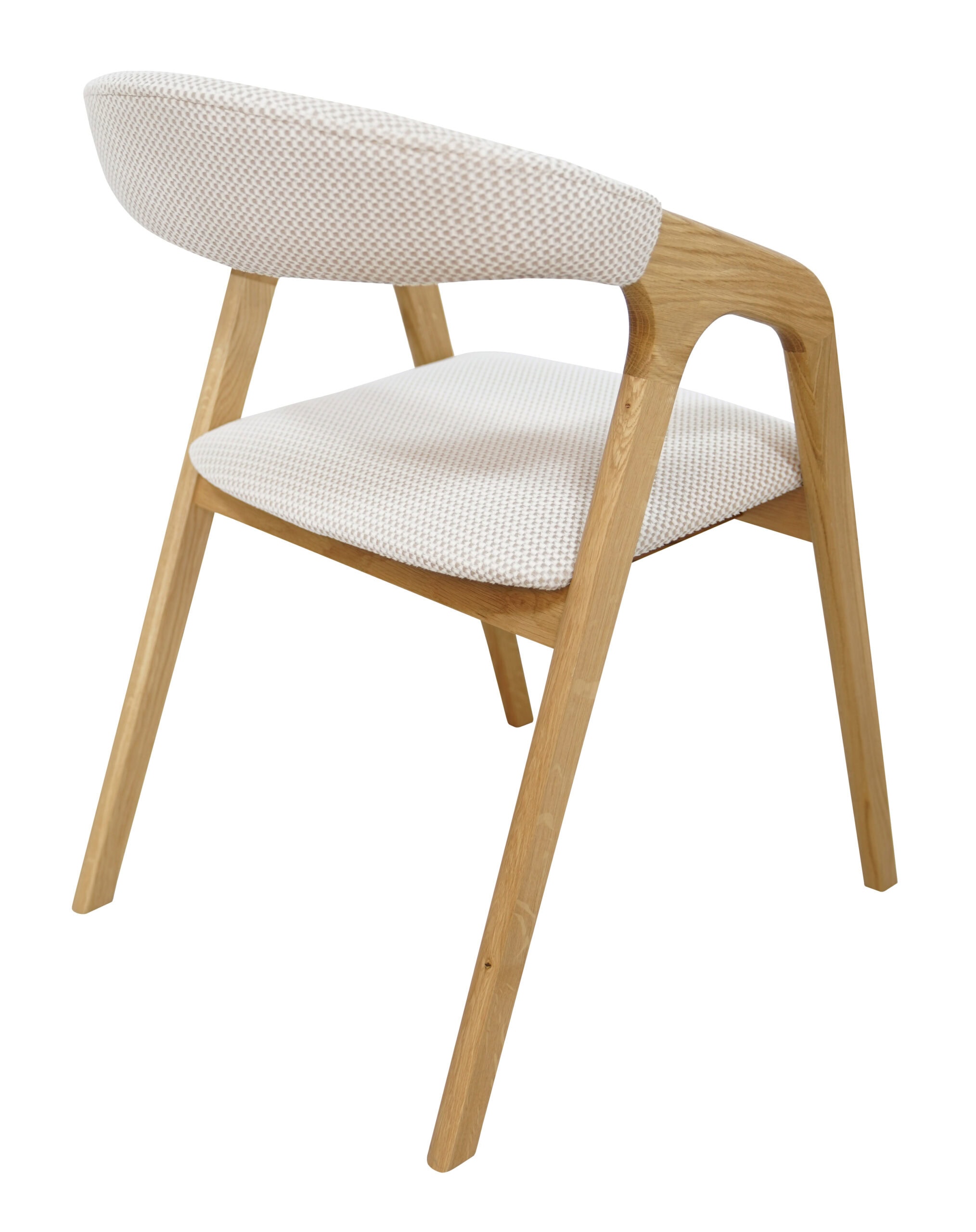 Oslo Oak Upholstered Dining Chair – Beige Chenille Fabric