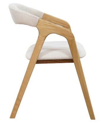 Oslo Oak Upholstered Dining Chair – Beige Chenille Fabric