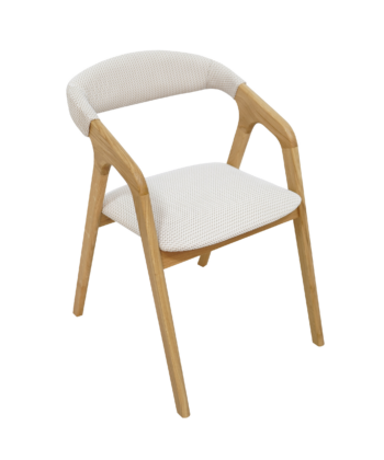 Oslo Oak Upholstered Dining Chair – Beige Chenille Fabric