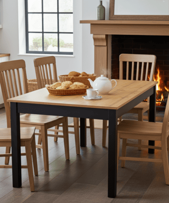 WotanExtend Black Oak Dining Table 140x80+40CM