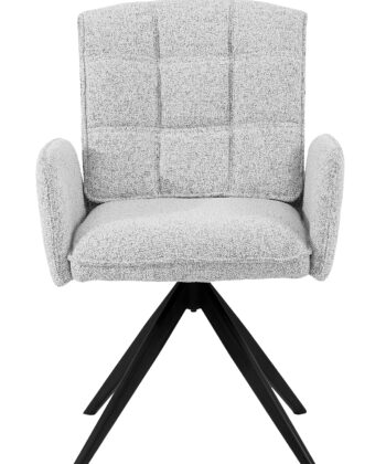Zamira Grey Chenille Swivel Armchair