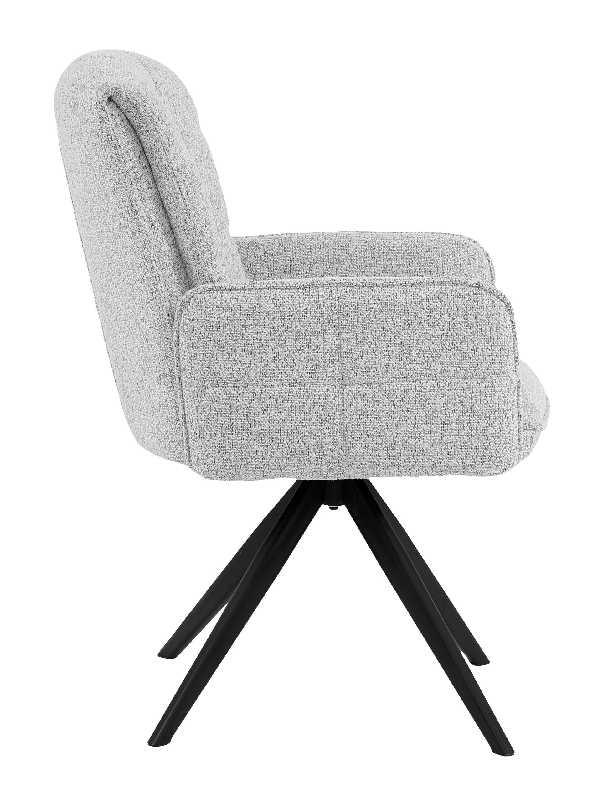 Zamira Grey Chenille Swivel Armchair