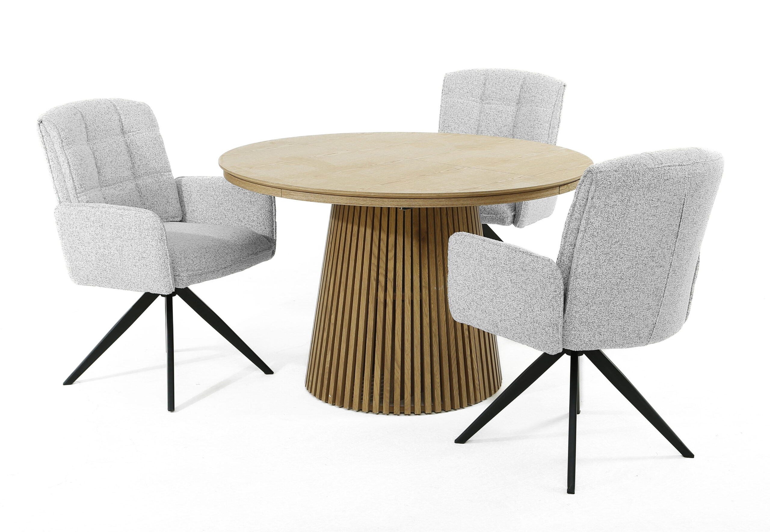 Zamira Grey Chenille Swivel Armchair