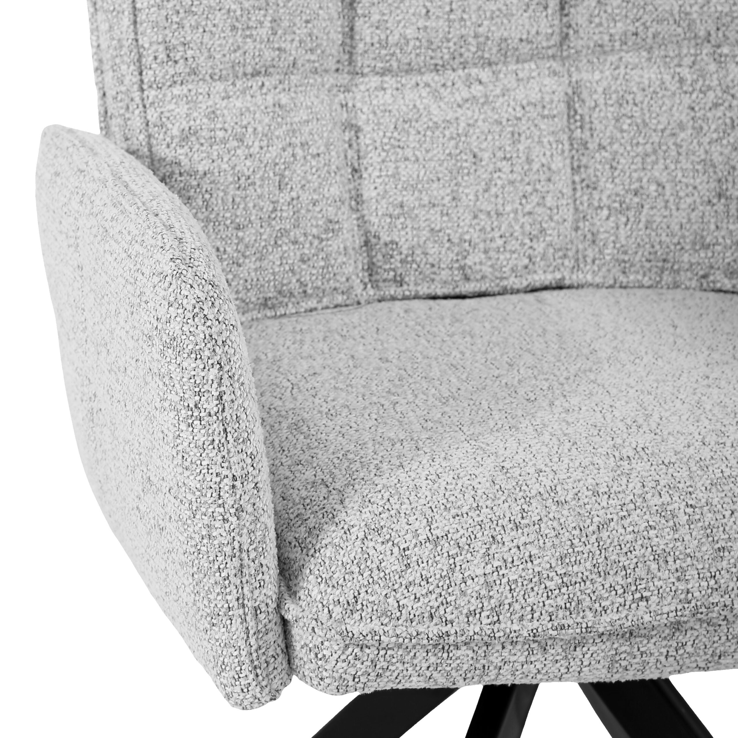 Zamira Grey Chenille Swivel Armchair