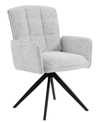 Zamira Grey Chenille Swivel Armchair