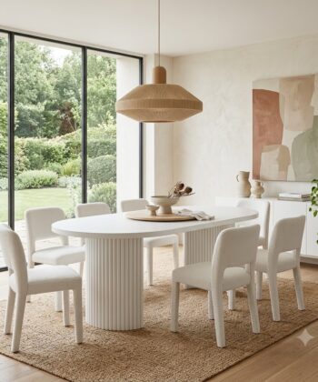 ELEMENTS Rail-Extend Table – 180cm Cashmere Top, Steel Base, Compact Luxury