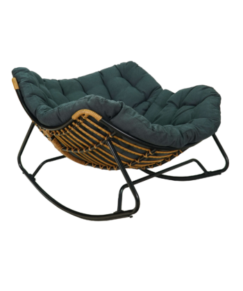 Alabama Grey Rattan Rocking Chair – Outdoor Indoor Rocker with Metal Frame