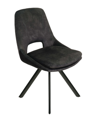 Munich Retro Stitch Chair – Black Metal Legs with Chenille Upholstery