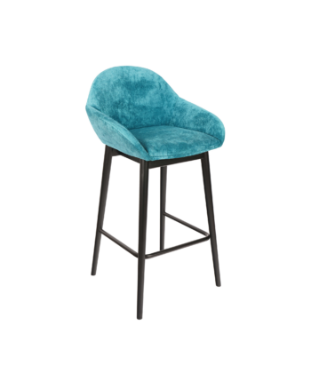 Azure Haven Armrest Stool – Black Beech Frame with Blue Chenille