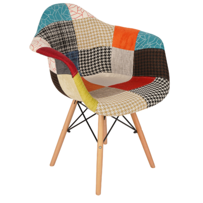 Vivid Mosaic Armchair – Patchwork Polypropylene Scandinavian 62x60x80cm