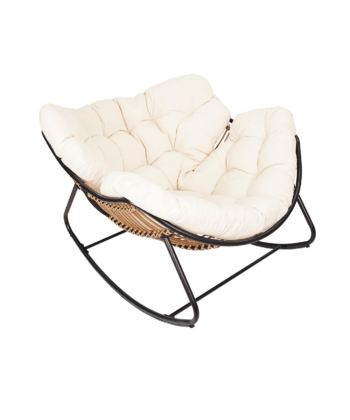 Edison Natural Rattan Rocking Chair – Beige Outdoor Lounge Rocker