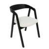 Noir Oak Upholstered Dining Chair – Beige Chenille Seat with Armrests