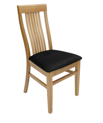 Timeless Oak Harmony Chair – Natural Dąb with Black Chenille Seat