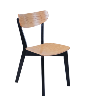 Urban Oak Breeze Chair – Natural Dąb Frame with Black Chenille Seat