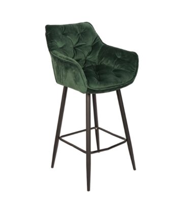 Capri Bottle Green Velvet Arm Stool – Luxe Loft Kitchen Bar Chair