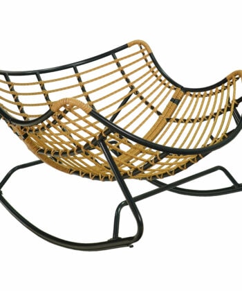 Alabama Grey Rattan Rocking Chair – Outdoor Indoor Rocker with Metal Frame