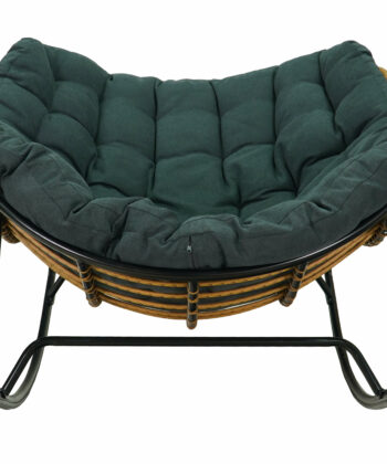 Alabama Grey Rattan Rocking Chair – Outdoor Indoor Rocker with Metal Frame