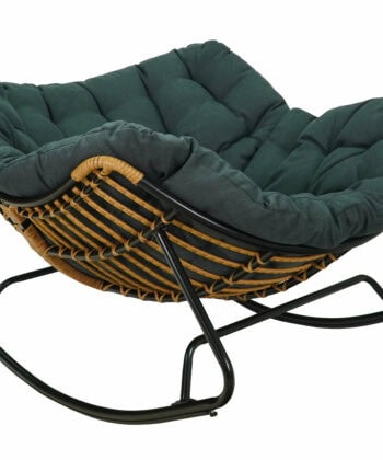 Alabama Grey Rattan Rocking Chair – Outdoor Indoor Rocker with Metal Frame