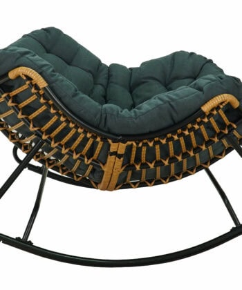 Alabama Grey Rattan Rocking Chair – Outdoor Indoor Rocker with Metal Frame